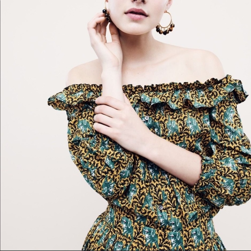 Off the shoulder elephant print top by J. Crew